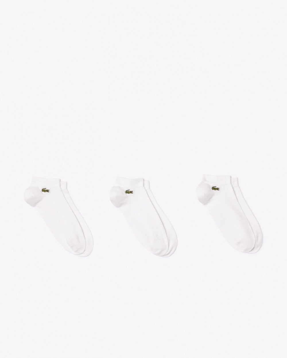 Lacoste Mens 3-Pack Trainers Socks - White/White-White Z92 - CHO - Designer Mens Socks
