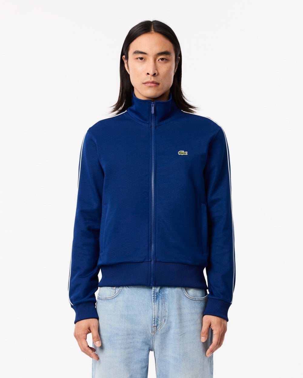 Lacoste Paris Mens Piqué Zip Front Track Jacket Blue HBM L