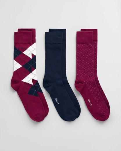 Gant Mens Argyle Socks 3-Pack Gift Box