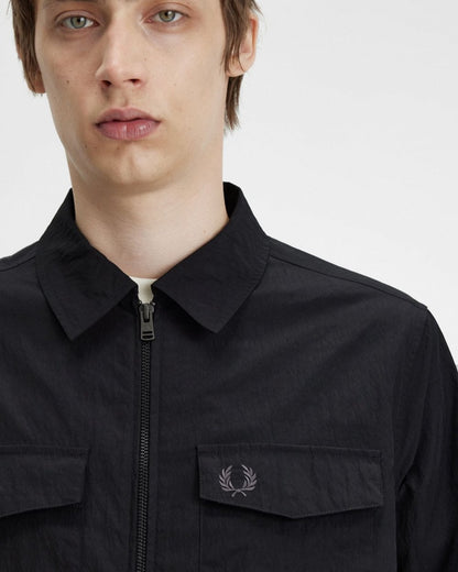 Fred Perry Mens Zip Overshirt - Black 102