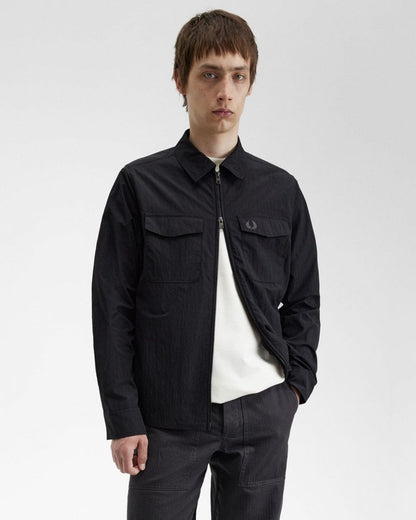 Fred Perry Mens Zip Overshirt - Black 102