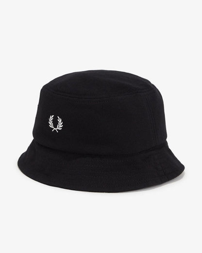 Fred Perry Mens Pique Bucket Hat - Black/Snow White 843