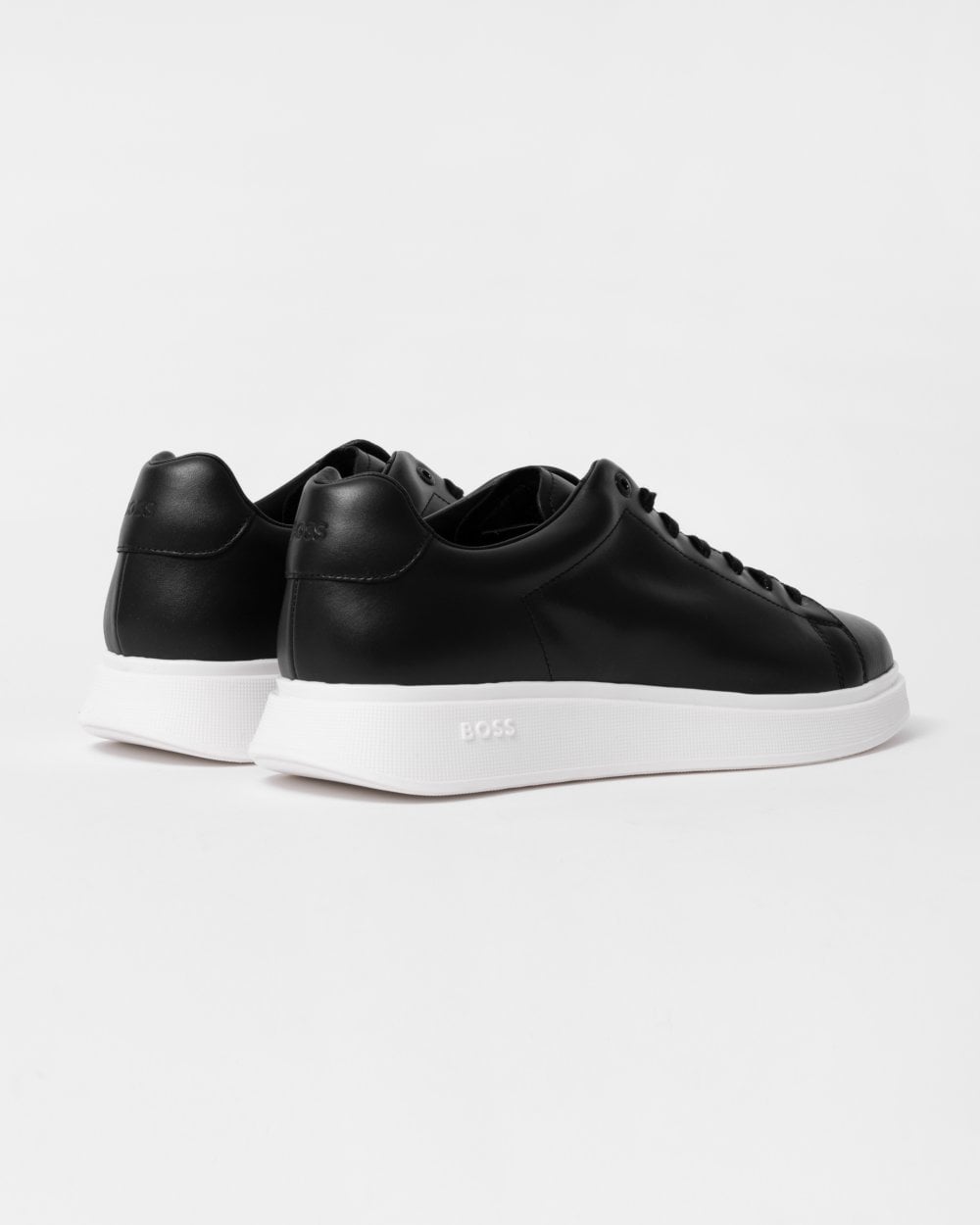 BOSS Orange Bulton Runn Mens Polished Leather Trainers With Rubber Outsole NOS - Black 001