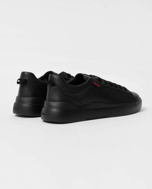 HUGO Blake Tenn Mens Leather Trainers with Branded Quarter - Black 005