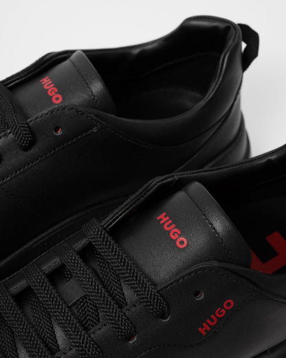 HUGO Blake Tenn Mens Leather Trainers with Branded Quarter - Black 005