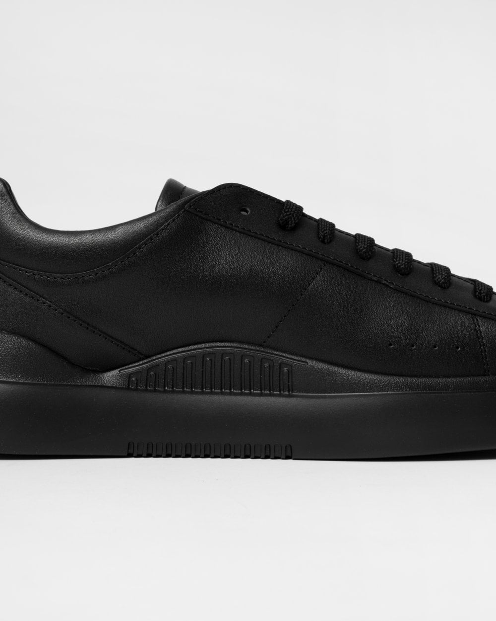 HUGO Blake Tenn Mens Leather Trainers with Branded Quarter - Black 005