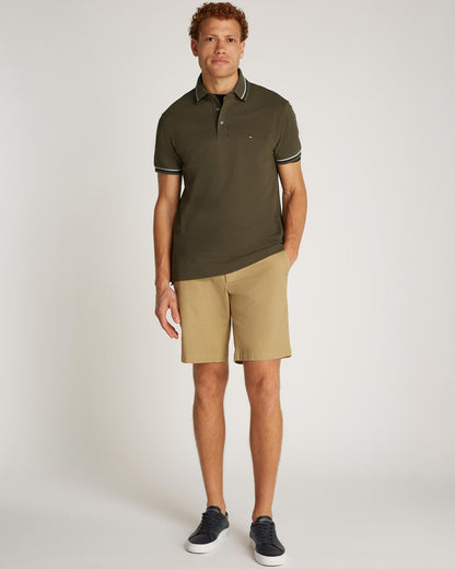 Tommy Hilfiger Tipped Mens Slim Fit Polo - Army Green