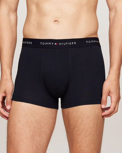 Tommy Hilfiger 3 Pack Mens Colour Waistband Trunks - Mid Turquoise/Orange Thunder/Desert Sky