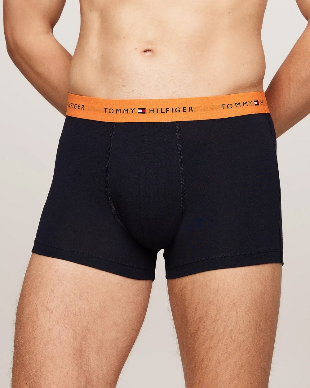 Tommy Hilfiger 3 Pack Mens Colour Waistband Trunks - Mid Turquoise/Orange Thunder/Desert Sky
