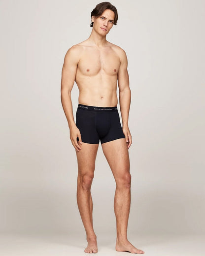 Tommy Hilfiger 3 Pack Mens Colour Waistband Trunks - Mid Turquoise/Orange Thunder/Desert Sky