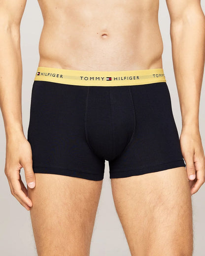 Tommy Hilfiger 3 Pack Mens Colour Waistband Trunks - Yi Yellow/Washed Orange/Deep Crimson