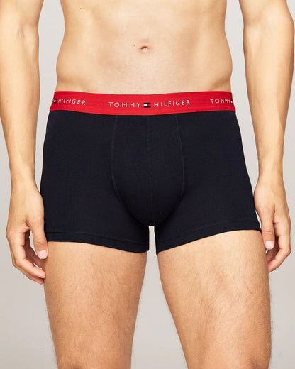 Tommy Hilfiger 3 Pack Mens Colour Waistband Trunks - Yi Yellow/Washed Orange/Deep Crimson