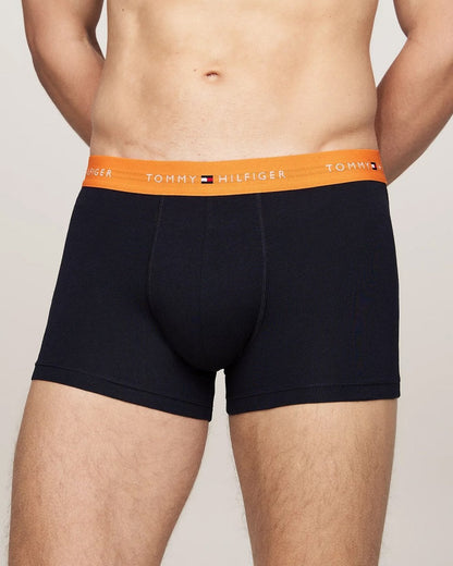 Tommy Hilfiger 3 Pack Mens Colour Waistband Trunks - Yi Yellow/Washed Orange/Deep Crimson