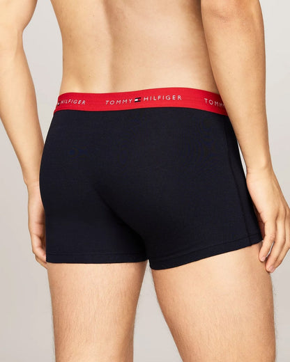 Tommy Hilfiger 3 Pack Mens Colour Waistband Trunks - Yi Yellow/Washed Orange/Deep Crimson