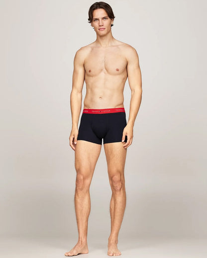 Tommy Hilfiger 3 Pack Mens Colour Waistband Trunks - Yi Yellow/Washed Orange/Deep Crimson