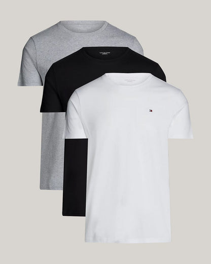 Tommy Hilfiger 3 Pack Mens T-Shirts - White/Black/Grey Heather