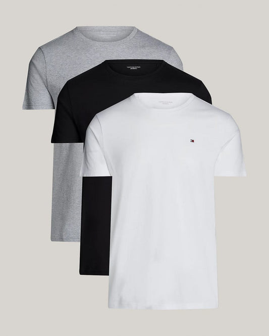 Tommy Hilfiger 3 Pack Mens T-Shirts - White/Black/Grey Heather