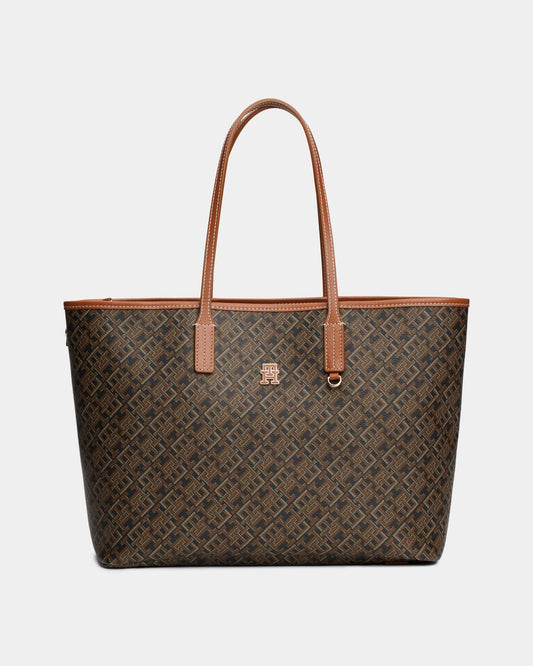 Tommy Hilfiger TH Monoplay Womens Leather Mix Tote Bag