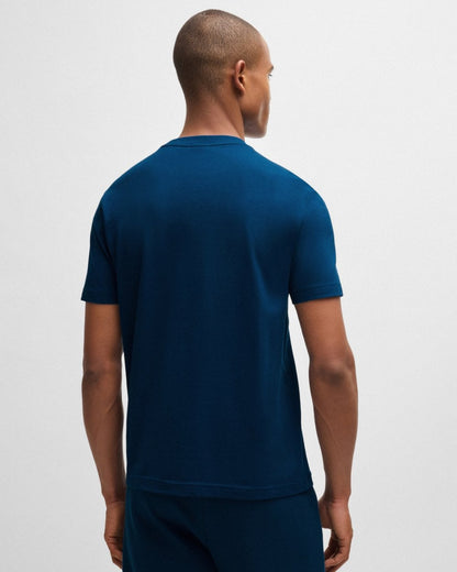 BOSS Green Tee Mens Stretch Cotton T-Shirt with Contrast Logo - Open Blue 494