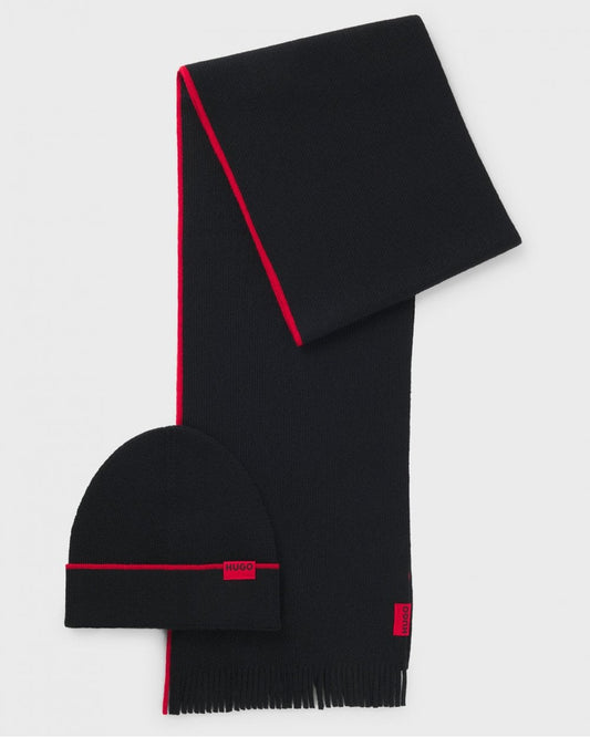 HUGO Zaschel Mens Scarf and Beanie Set