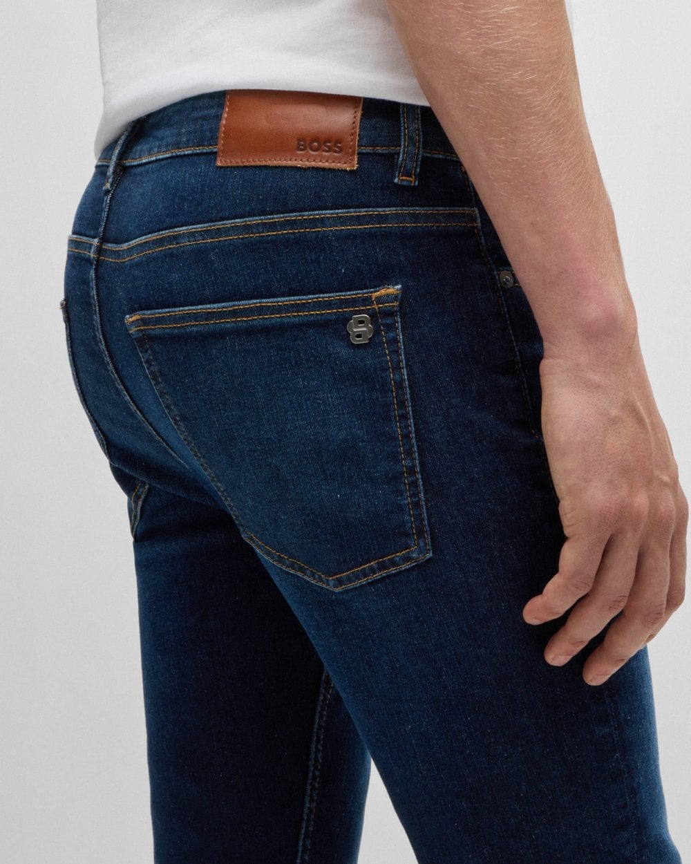 BOSS Orange BOSS Orange Delaware Bo Mens Slim Fit Jeans in Medium Blue Super-Stretch Denim 