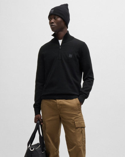 BOSS Orange Kanobix S Mens 1/4 Zip Jumper - Black 001