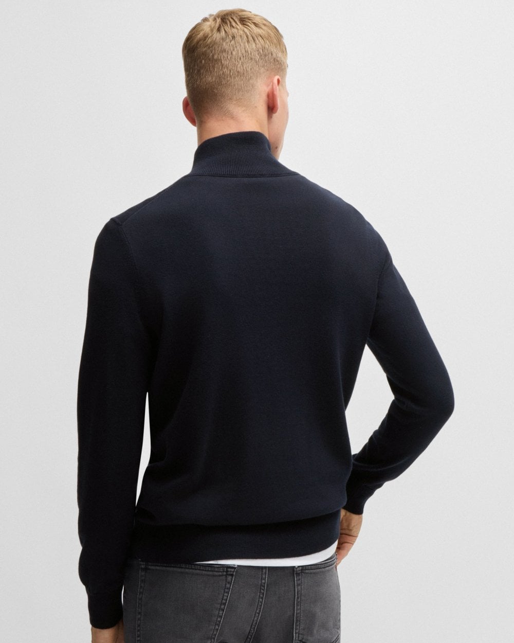 BOSS Orange Kanobix S Mens 1/4 Zip Jumper - Dark Blue 404