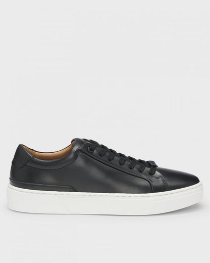 BOSS Orange Gary Tenn Mens Leather Low-Top Trainers with Branded Lace Loop NOS - Black 001