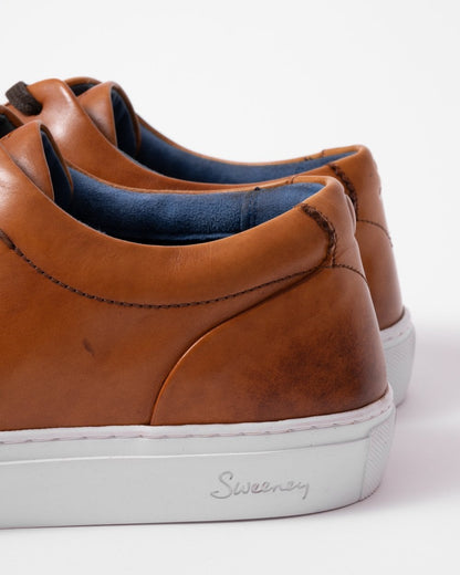 Oliver Sweeney Hayle Antiqued Calf Leather Mens Trainers - Cognac