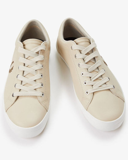 Fred Perry Baseline Mens Leather Trainers - Oatmeal/Whisky Brown W69