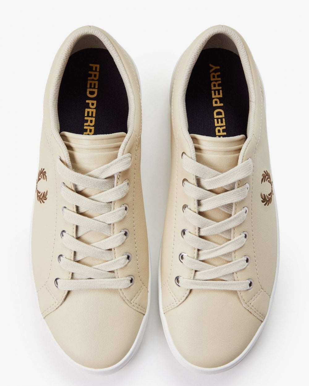 Fred Perry Baseline Mens Leather Trainers - Oatmeal/Whisky Brown W69