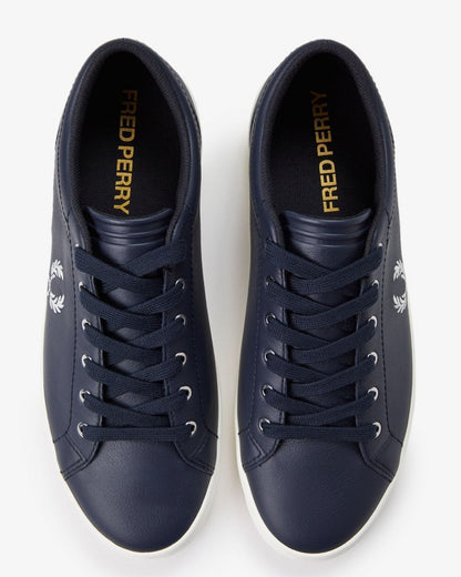 Fred Perry Baseline Mens Leather Trainers - Navy/Snow White 267