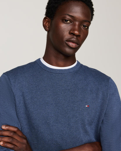 Tommy Hilfiger Core Essential Cotton Crew Mens Sweatshirt - Aegean Sea Heather