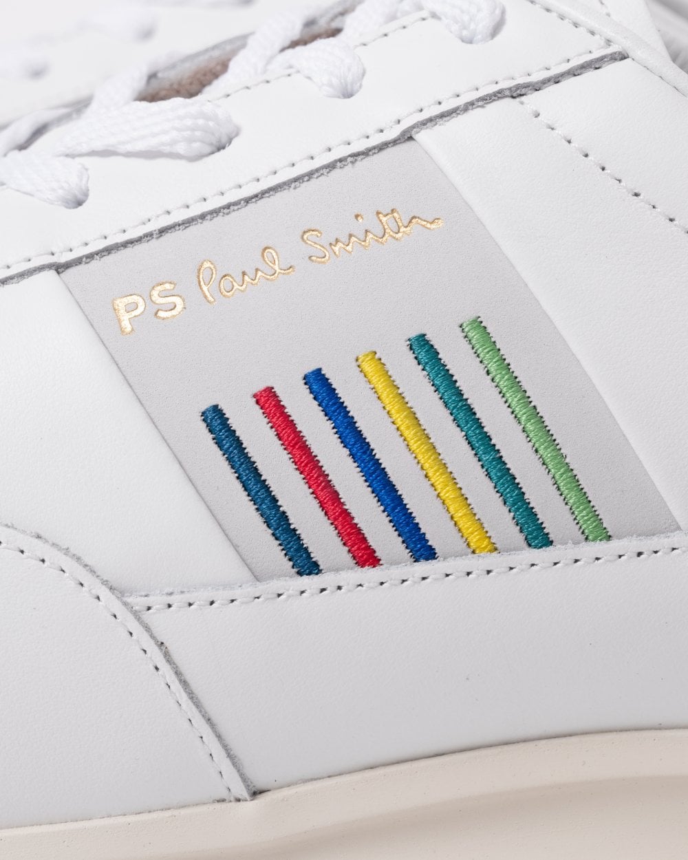 Paul Smith Dover Sports Stripe Mens Leather Trainers - 01 White