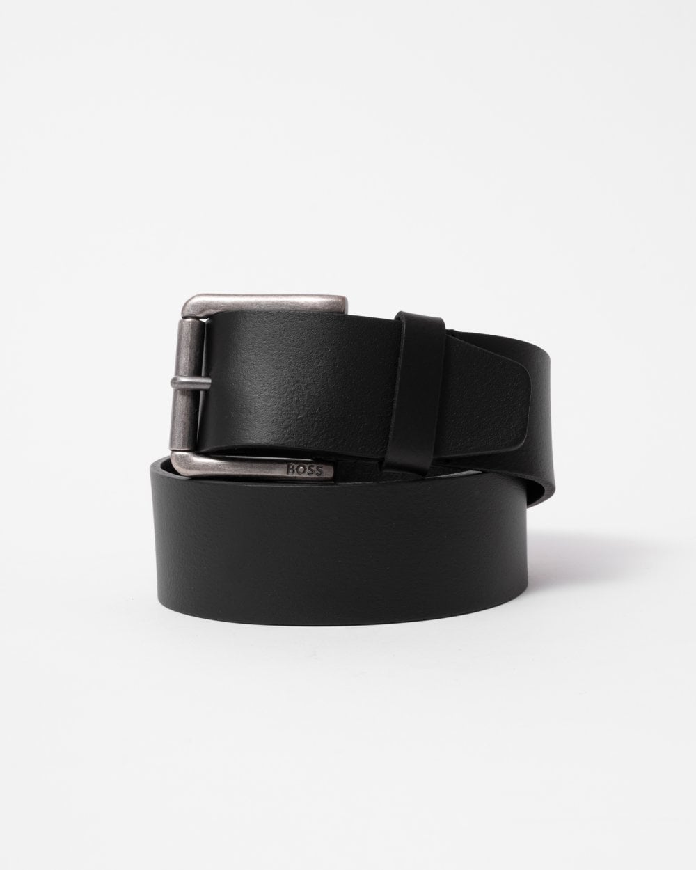 BOSS Orange Joris Mens Italian Leather Belt with Engraved Buckle - Black 001