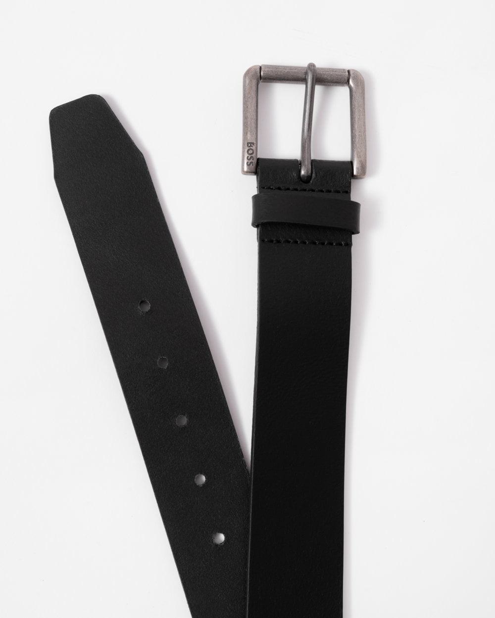 BOSS Orange Joris Mens Italian Leather Belt with Engraved Buckle - Black 001