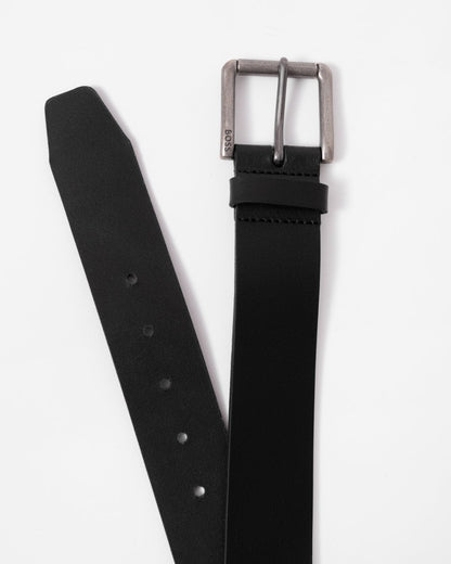 BOSS Orange Joris Mens Italian Leather Belt with Engraved Buckle - Black 001