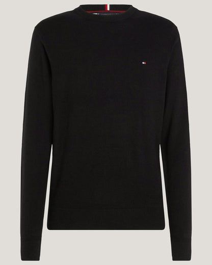 Tommy Hilfiger Organic Cotton Cashmere Mens Crew Sweater - Black