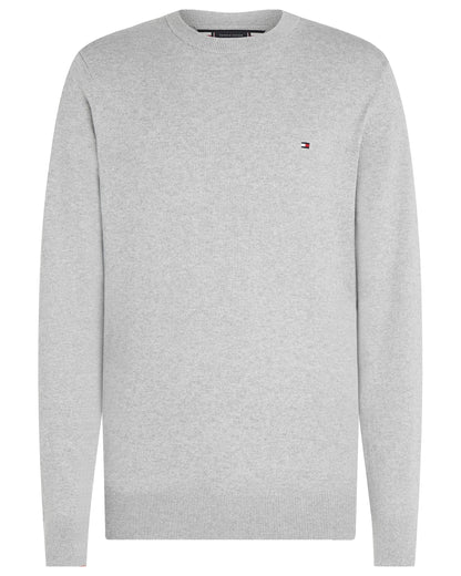 Tommy Hilfiger Organic Cotton Cashmere Mens Crew Sweater - Light Grey Heather