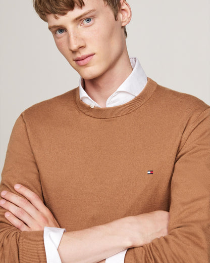 Tommy Hilfiger Organic Cotton Cashmere Mens Crew Sweater - Safari Canvas