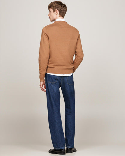 Tommy Hilfiger Organic Cotton Cashmere Mens Crew Sweater - Safari Canvas
