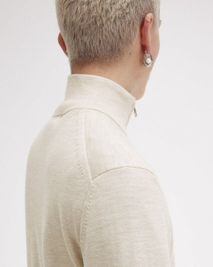 Fred Perry Mens Classic Half Zip Jumper - Porridge Marl X23