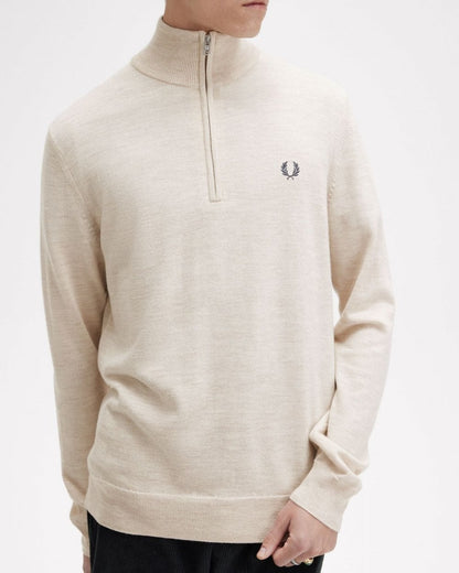 Fred Perry Mens Classic Half Zip Jumper - Porridge Marl X23