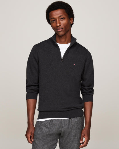 Tommy Hilfiger Organic Cotton Cashmere Mens Zip-Mock Sweater