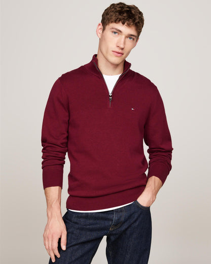 Tommy Hilfiger Organic Cotton Cashmere Mens Zip-Mock Sweater