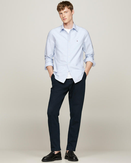 Tommy Hilfiger Solid Heritage Mens Long Sleeve Oxford Shirt - Cloudy Blue
