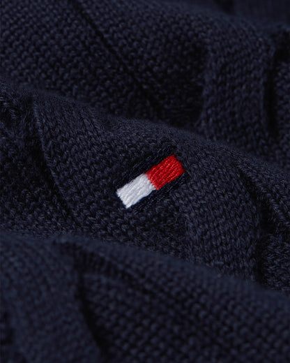 Tommy Hilfiger Classic Cotton Cable Mens Half Zip Mock Sweatshirt - Desert Sky