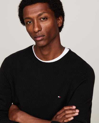 Tommy Hilfiger Lambswool Mens Crew Neck Jumper - Black