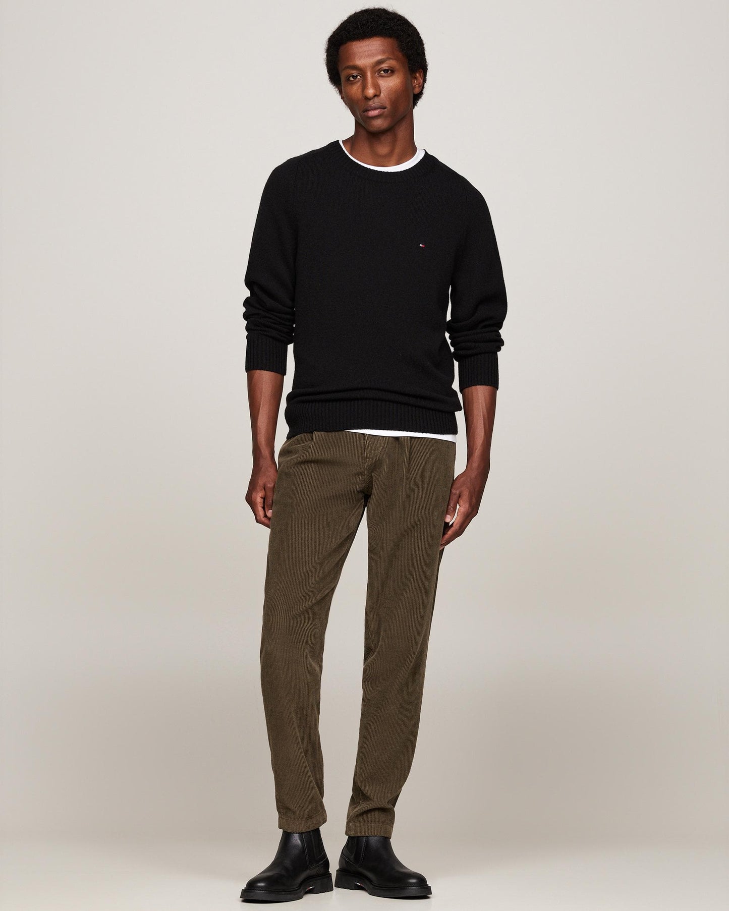 Tommy Hilfiger Lambswool Mens Crew Neck Jumper - Black