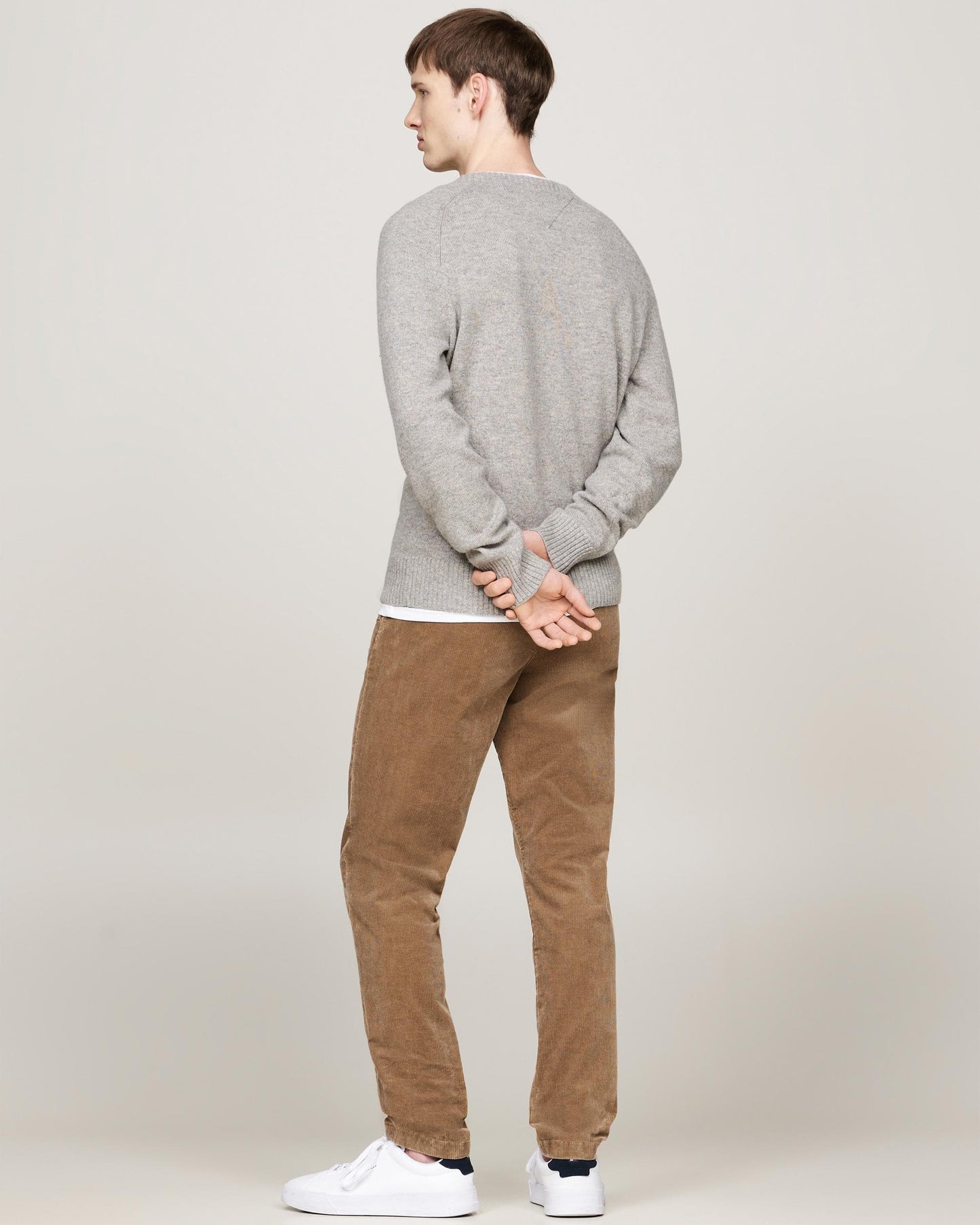 Tommy Hilfiger Lambswool Mens Crew Neck Jumper - Light Grey Heather